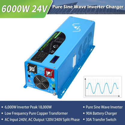 SunGoldPower 6000W 24V Split Phase Inverter Charger LFP6K24V230VSP