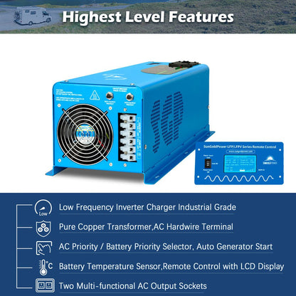 SunGoldPower 6000W 24V Split Phase Inverter Charger LFP6K24V230VSP