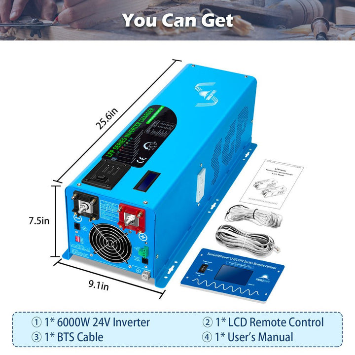 SunGoldPower 6000W 24V Split Phase Inverter Charger LFP6K24V230VSP